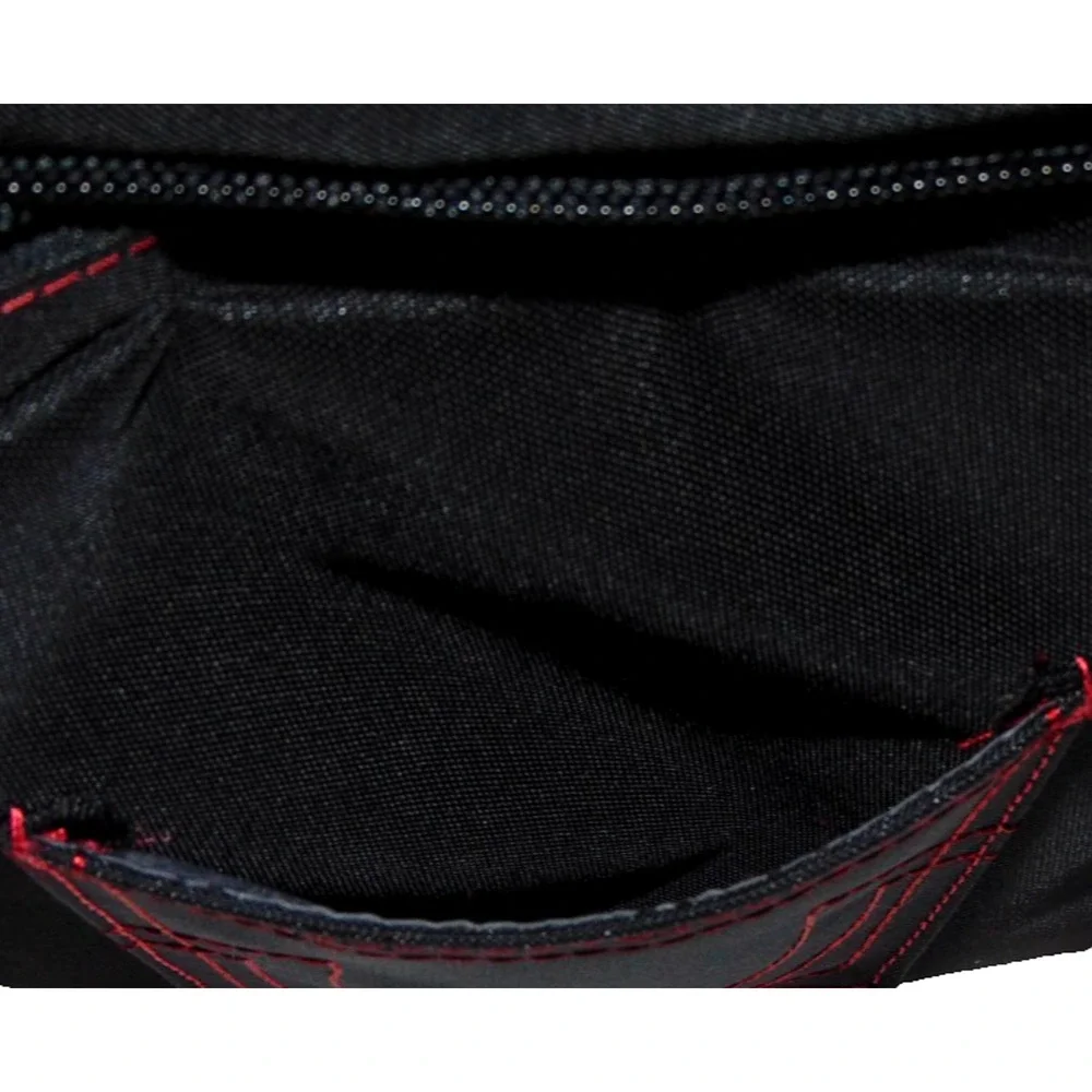 True Religion CORIE Sling Crossbody Bag Black Mesh Red Horseshoe Stitch Mens NWT